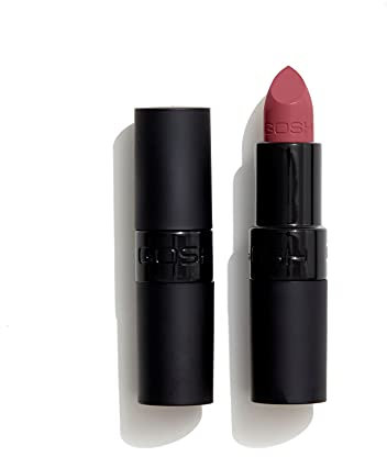 GOSH Velvet Touch Lippenstift mit extra Farb-Pigmenten für ein intensives & langanhaltendes Ergebnis I reflektierende Partikel für den Glossy Look I Vitamin E für gepflegte Lippen I 002 Matt Rose