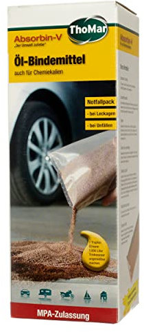 ThoMar Absorbin-V Öl-Bindemittel, 1kg Granulat, bindet schnell und sicher ca. 0,9 Liter ausgelaufenes Öl und bis zu 1,5 Liter Chemikalien, verhindert mögliche Umweltschäden