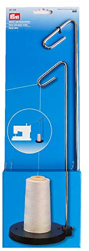 Prym Konen-Spulenhalter aus Metall | Fadenhalter für große Spulen & Konen | Mit Fadenführung & stabilem Standfuß | Geeignet für Nähmaschinen aller Art | Silber