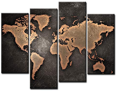 General World Map Black Background Wall Art Painting Pictures Print On Canvas Art The Picture For Home Modern Decoration