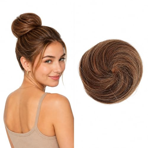 CAISHA 100% ECHTHAAR DUTT Sabrina Hochsteckfrisuren Haarteil Haarknoten Hepburn DUTT Sabrina Haargummi Braun Mix H311n