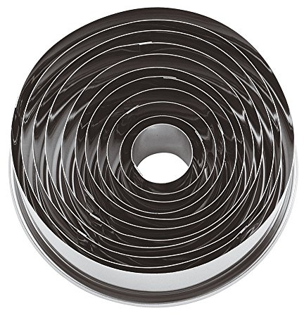 Paderno 47316-10 Tagliapasta ad anello – Set di 11 Coppapasta rotondi in acciaio inox, ideali in pasticceria e per impiattamenti creativi, 3 cm di altezza, diametro anelli da 2 cm ø a 9 cm ø