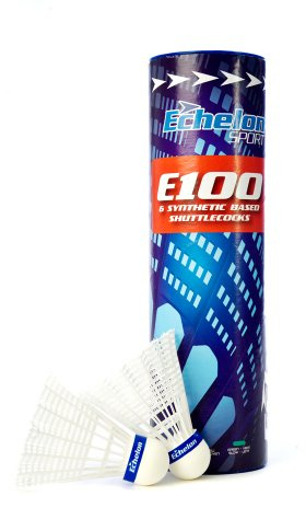 Echelon E100 White Badminton Shuttlecocks (6 pieces), high-quality British made