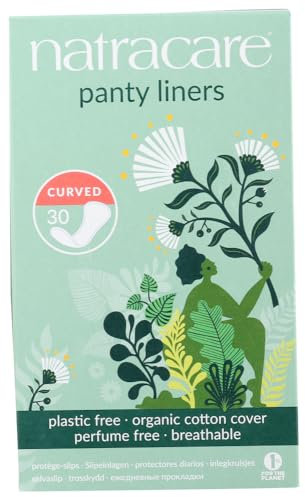 Natracare Natural Panty Liners Curved with Organic Cotton, 30 Liners x 5 (150 Liners)