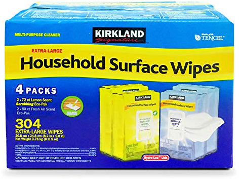 KIRKLAND SIGNATURE Household Surface Wipes Extra Large - Case of 4 Pack, 304 Wet Wipes