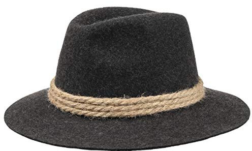 Ur-Tiroler Trachtenhut - Almhut Herren/Damen - Wanderhut aus 100% Wollfilz - Oktoberfesthut mit RIpsfutterband - Tirolerhut Sommer/Winter - Filzhut anthrazit 55 cm