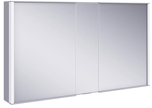 KEUCO Royal Match LED Spiegelschrank mit 2 Türen, 120 cm, Made in Germany, Vorbau, Aluminium-Korpus, Seiten verspiegelt, Beleuchtung dimmbar