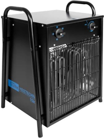 Güde Elektroheizer GH 15 EV (400 V, 15 kW, 3 Heizstufen 5 / 10 / 15 kW, Gebläseleistung 1292 m³/h, 22 A Stromaufnahme, stufenlos regulierbarer Thermostat, Überhitzungsschutz & Tragegriffe)