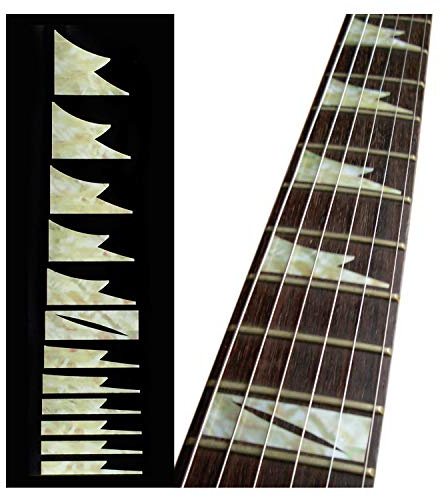 Inlay Sticker Griffbrett Position Marker für Gitarren & Bass – Shark Tooth Ibanez Style – Alt Weiß Perle