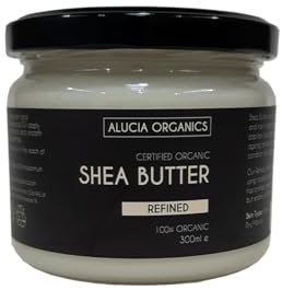 Alucia Organics Certified Organic Refined Shea Butter 300ml - Pure, Natural, Certified Organic, Refined, Hand Kneaded, Vegan, Fragrance Free, for Skin, Body, Hair