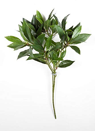 artplants.de Artificial cherry laurel spray KAMIRAN with 70 leaves, green, 18/45cm - Artificial branch/Plastic leaves