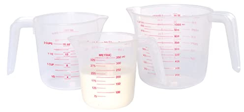 KitchenCraft Verres Doseurs en Plastique, Unités de Mesure des Systèmes International et Impérial, Lot de 3