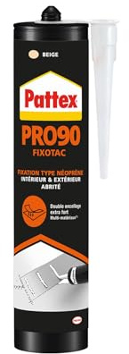 Pattex PRO90 Fixotac, Neopren typ fästlim, alla stöd, inomhus och utomhus, beige, 390 g patron