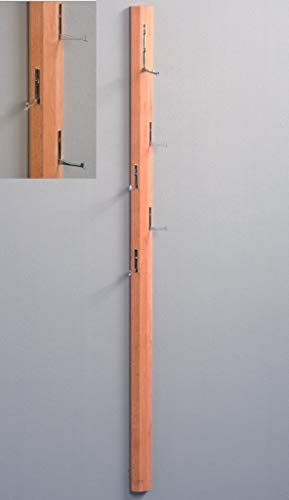 M2 Kollektion 736817 Garderobe / Wandgarderobe mit Klapphaken Palo, Echtholz Kernbuche massiv geölt, 185x8x4cm
