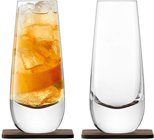 LSA Whisky Islay Mixer Glas 325ml Klar Und Nussbaum Untersetzer x 2 **