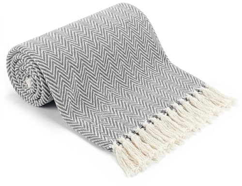 EHC Throw Blanket, Throws for Sofas armchairs Sofa Settee Couch Reversible Bed Cover Over Blanket, Single 127 x 152 cm, Grey
