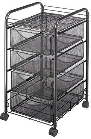 Safco Onyx Mesh Mobilkundvagn med 4 lådor - Svart