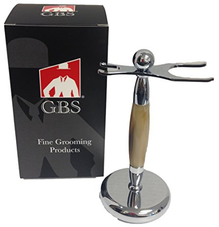 G.B.S Chrome Horn Accent Dual Stand for Shaving Brush and Razor, Stand to Shaving Brush and Razor, Opening for Brush and Razor