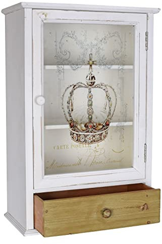 Wandregal Shabby Chic Wandschrank Krone Hängeschrank 60x40 cm Vitrine Vintage mxa010 Palazzo Exclusiv