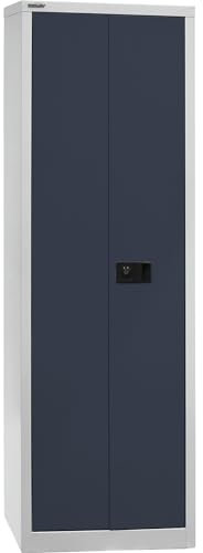 BISLEY Flügeltürenschrank Universal, 4 Fachböden, 5 OH, B 600 mm, Metall, 525 Korpus Lichtgrau, Fronten Anthrazitgrau, 40 x 60 x 195 cm