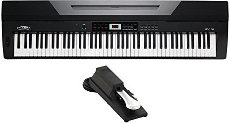 Classic Cantabile SP-150 BK Stagepiano SET inkl. Pedal (88 Soft-Touch Tasten, Anschlagdynamik, MIDI, USB, Aufnahme- & Begleitfunktion, inkl. Notenständer, Netzteil, Sustainpedal) schwarz