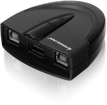 IOGEAR Switch USB Partage d'imprimante, adaptateur de commutateur USB 2.0 à 2 ports avec indicateur LED, Plug and Play, aucune alimentation externe nécessaire