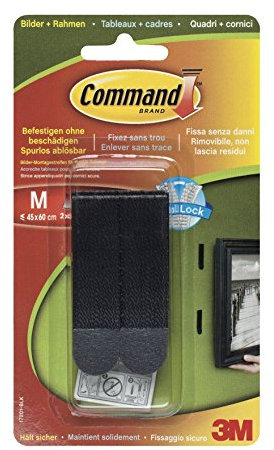 Command 17201BLK Bilder-Montagestreifen, ablösbar, 5400 g, 4 Sets a 2 Streifen, Größe M, schwarz