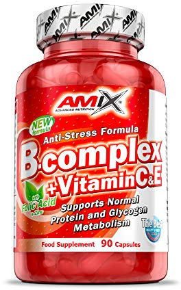 AMIX B-Complex - Complexe de vitamines des groupes B, C et E, Zinc et Biotine pour Renforcer le Système Immunitaire, Réduire la Fatigue et Améliorer les Performances Physiques et Mentales - 90 Gélules