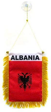 AZ FLAG Autofahne Albanien 15x10 cm Albanische Polyester 100D Saugnapf | Für außen Autoflagge Shqipëri genähte wetterfeste Ausführung 100D Polyester
