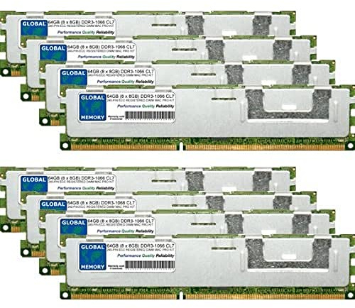 64GB (8 x 8GB) DDR3 1066MHz PC3-8500 240-PIN ECC REGISTRADO DIMM (RDIMM) Memoria RAM Kit para Apple Mac Pro (PRINCIPIOS DE 2009 - Mediados 2010 - Mediados 2012)