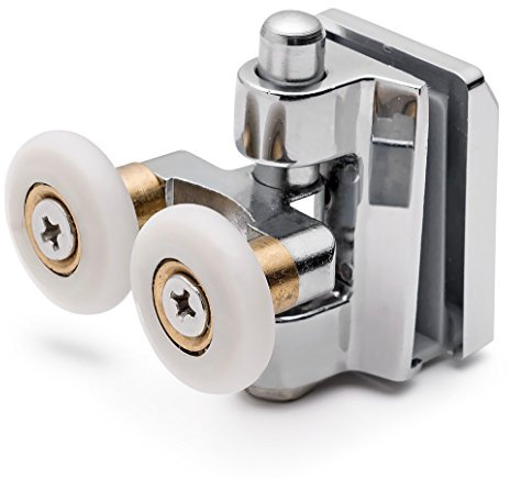ShowerPart Twin/Double Bottom Shower Door Rollers/Wheels/Runners L090, Diameter 20mm, Wheel Thickness 5.8mm, Chromed Plastic, Shower Door Replacement Parts, 2X