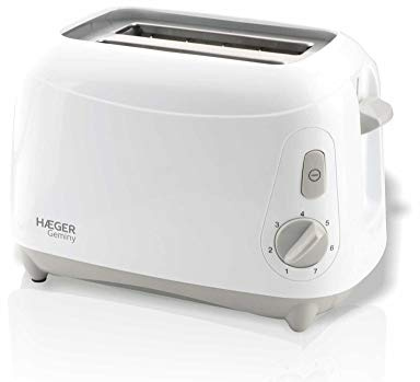 HAEGER Geminy - Tostadora de Doble Compartimento 900W, 7 Posiciones de Tostado con Bandeja recogedora de Migas, diseño Simple y Funcional, para un Tostado eficiente. Acabado en Blanco