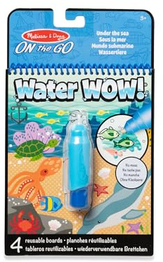 Melissa & Doug - Water Wow Wassermalbuch Unterwasserwelt mit Spiralbindung und Wasserstift, 4 Motivseiten, Stift auffüllbar, Für Kinder ab 3 Jahren - FSC zertifizierte