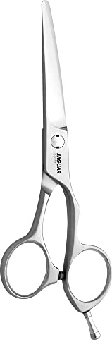 JAGUAR Haarschere XENOX 6.0 | ergonomische Griffstellung | hochwertiger Solinger Spezialstahl SOLINOX | Friseurschere im Offset-Design | teil-satiniert | Made in Germany