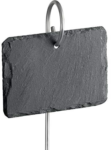 GardenMate Pflanzenetiketten aus Schiefer im natürlichen Stil, 10,2 x 7,9 cm, zum Aufhängen an einer Edelstahl-Metallstange (55,9 cm), 10 Stück