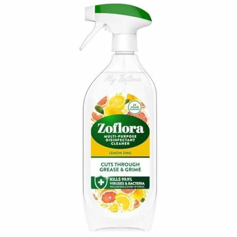 Zoflora Lemon Zing Multipurpose Disinfectant Trigger Spray, 1 x 800ml, Antibacterial Multi-Surface Cleaner, Pet-Friendly, Kills 99.9% of Bacteria & Viruses.