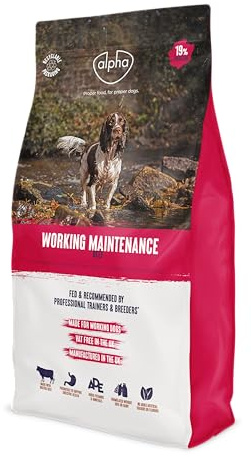 Alpha Adult Working Maintenance Dry Dog Food | Complete Nutrition for Older, Overweight or Less Active Dogs |15kg