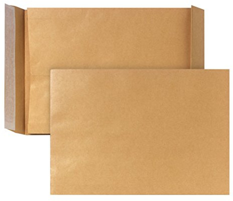 Faltentasche B4 (353x250x40mm) - Versandtaschen ohne Fenster braun - 150g | Umschläge A4 haftklebend mit Klotzboden - 200 Stück - Ideal für den sicheren und geschützten Versand von Dokumenten