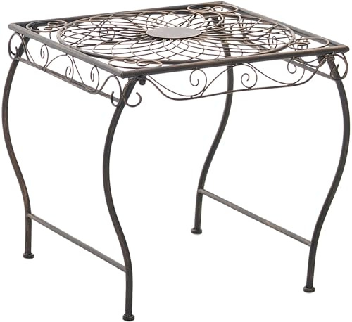 CLP Gartentisch aus Eisen Zarina, romantischer Beistelltisch im Jugendstil, wasserabweisend für Terrasse, Balkon und Garten, Farbe:Bronze