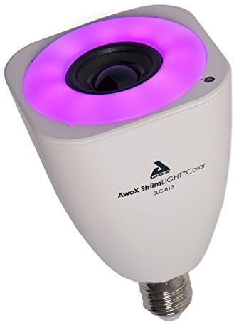 AwoX StriimLIGHT Color SLC-B13 Lampadina LED con Speaker 13W Bluetooth Integrato, Bianco/Nero/Argento, standard