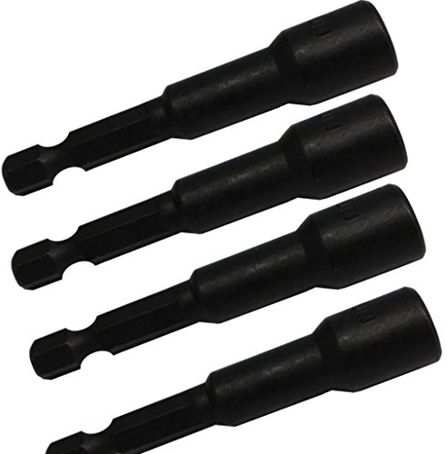 (PACK OF 4) Impact quality 8mm (5/16) Tek screw driver bit adaptor - roofing cladding tech bit