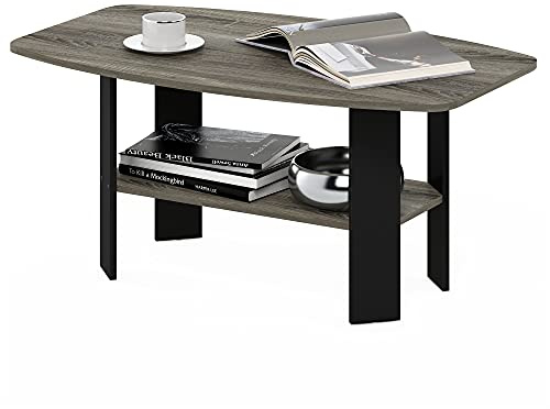 Furinno SIMPLE DESIGN Coffee Table, Small Coffee Table wih Open Shelf, Side Table, for Living Room, Home Office, French Oak