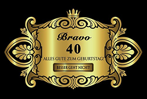 Oblique-Unique® Aufkleber Flaschenetikett Etikett 40 Geburtstag Gold elegant