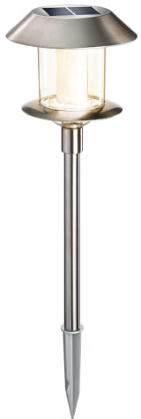 Esotec Solar Steckleuchte Gartenleuchte Swing Duo Color Edelstahl 102070 | Edelstahl Steckleuchte Garten, DUO COLOR warmweiß + kaltweiß 2800K/6000K, bis 12Std, NiMH Akku wechselbar, Erdspieß, H38cm