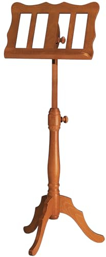 K&M 117 Holz-Notenpult – Solides Buchenholz Kirschbaumfarbig – 96 bis 132 cm ausziehbarer XXL-Notenständer im Barockstil