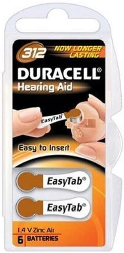 Duracell DA312 Zinc-Air 1.4V non-rechargeable battery - non-rechargeable batteries (Zinc-Air, Button/coin, 1.4 V, Hg (mercury), Brown)