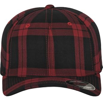 Flexfit Tartan Plaid Mützen, Blk/Red, L/XL
