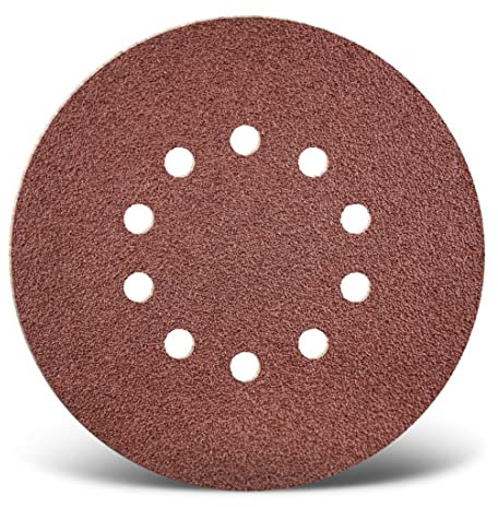 MENZER Red Dischi abrasivi velcrati, 225 mm, 10 fori, p. Levigatrici per muri, Corindone normale (25 Pz.) G100