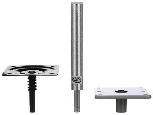 Attwood 97749-7 Swivl-Eze Lock’N-Pin ¾-Inch Pedestal Package, Brushed Aluminum Finish, 11 Inches Tall, 7-Inch x 7-Inch Base Plate
