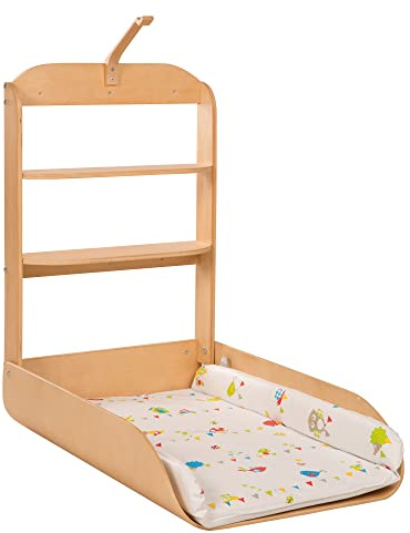 roba Table à Langer Murale Rabattable et Compacte + Matelas à Langer Imperméable Waldhochzeit - Bois Naturel